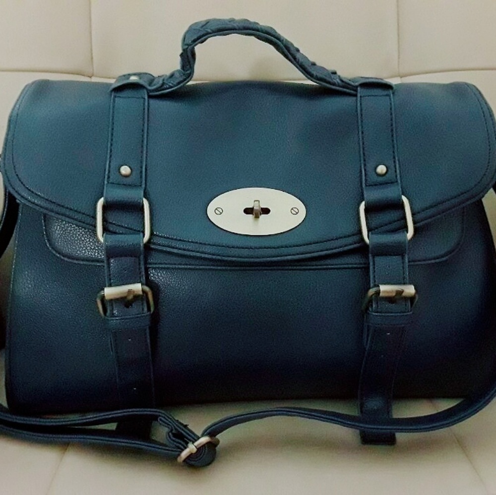 Alexa style navy satchel